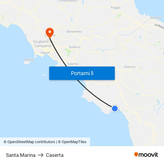 Santa Marina to Caserta map