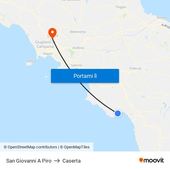 San Giovanni A Piro to Caserta map