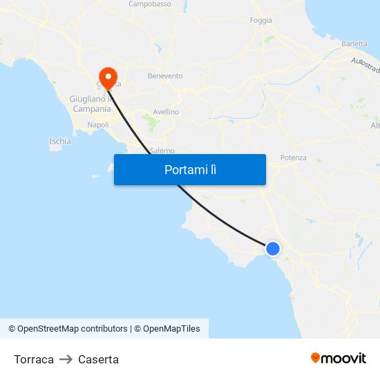 Torraca to Caserta map