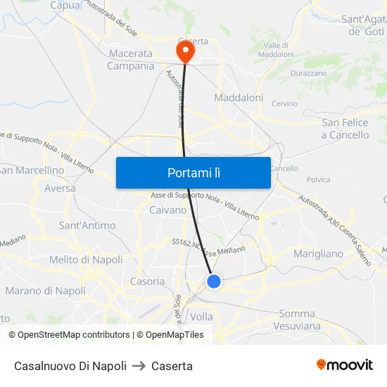 Casalnuovo Di Napoli to Caserta map