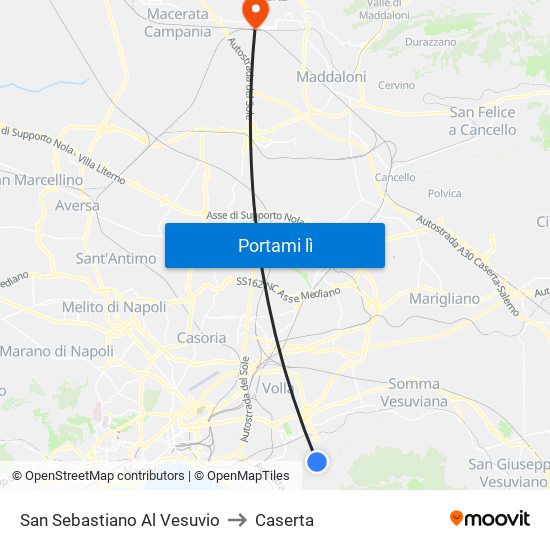 San Sebastiano Al Vesuvio to Caserta map
