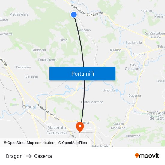 Dragoni to Caserta map