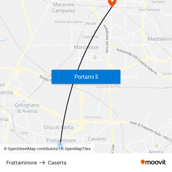 Frattaminore to Caserta map