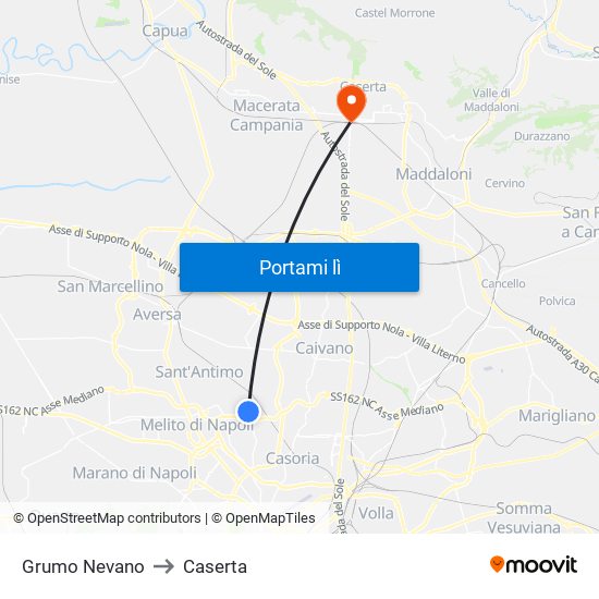 Grumo Nevano to Caserta map