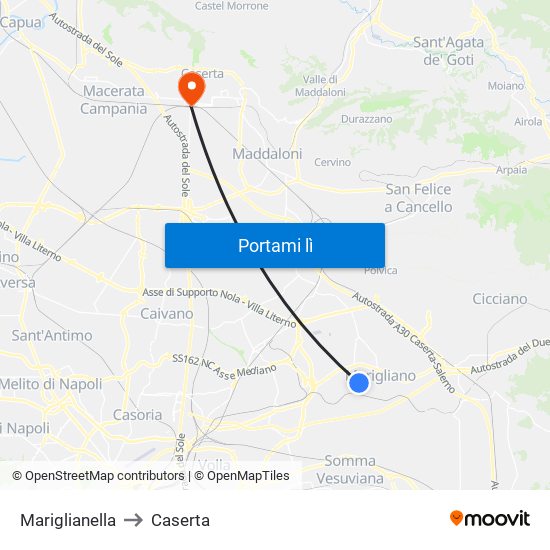 Mariglianella to Caserta map