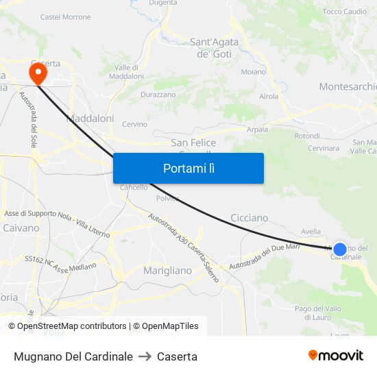 Mugnano Del Cardinale to Caserta map