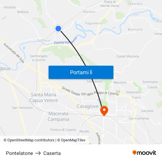 Pontelatone to Caserta map