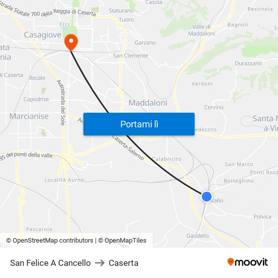 San Felice A Cancello to Caserta map