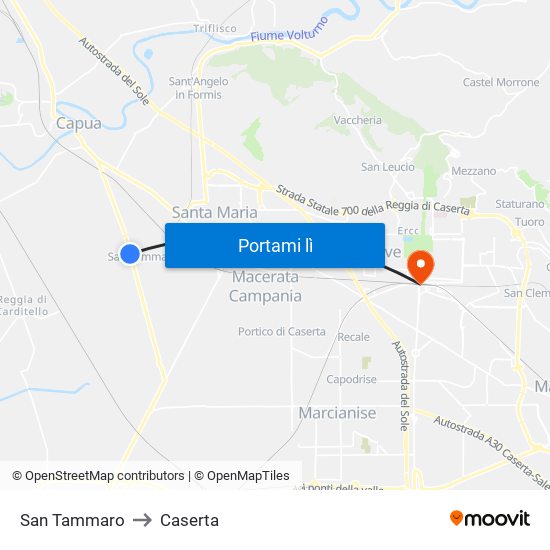 San Tammaro to Caserta map