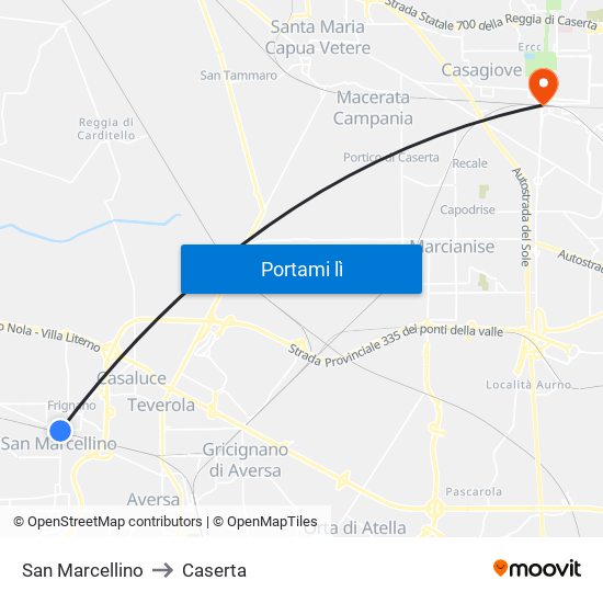 San Marcellino to Caserta map