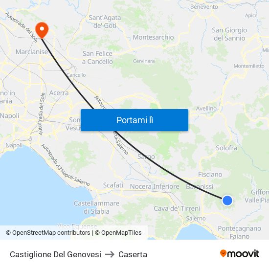 Castiglione Del Genovesi to Caserta map
