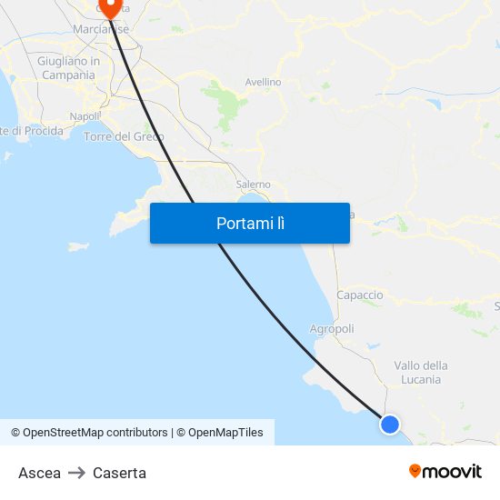 Ascea to Caserta map