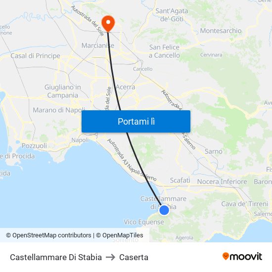 Castellammare Di Stabia to Caserta map