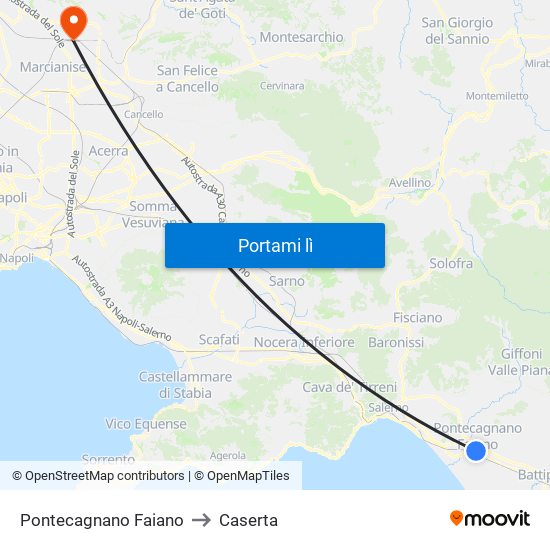 Pontecagnano Faiano to Caserta map