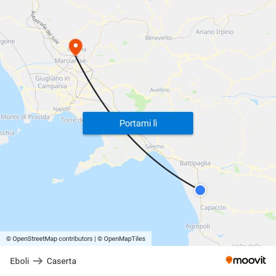 Eboli to Caserta map