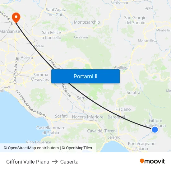 Giffoni Valle Piana to Caserta map