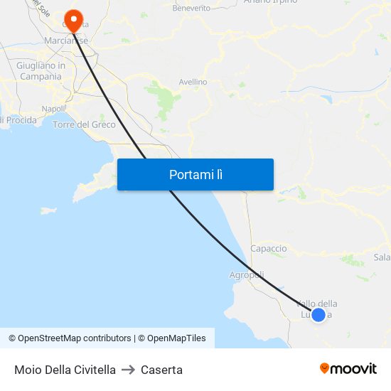 Moio Della Civitella to Caserta map