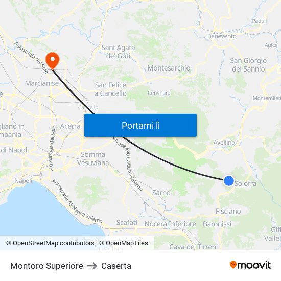 Montoro Superiore to Caserta map