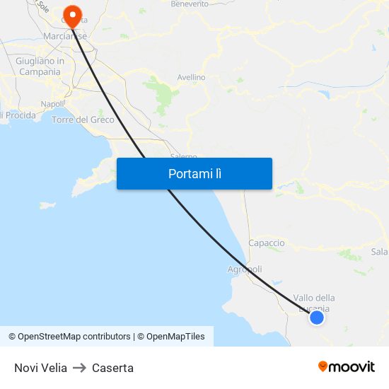 Novi Velia to Caserta map