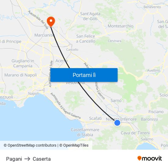 Pagani to Caserta map