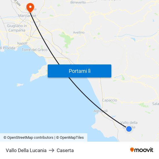 Vallo Della Lucania to Caserta map