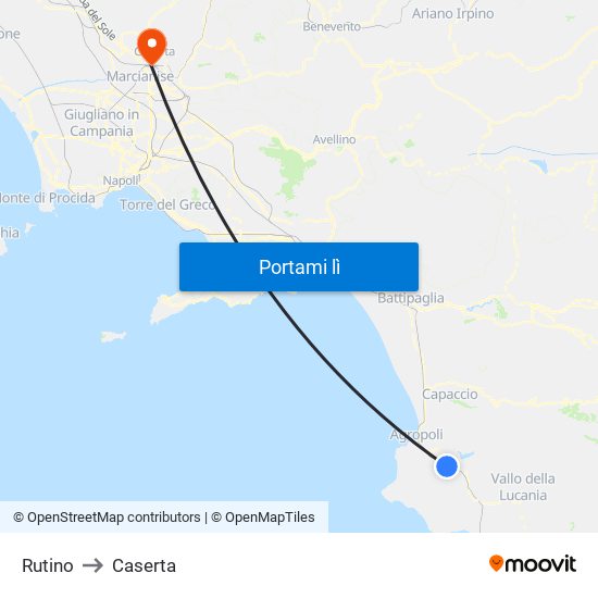 Rutino to Caserta map