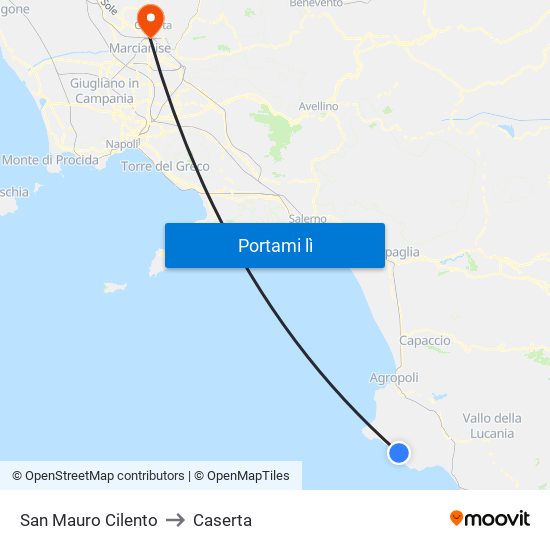 San Mauro Cilento to Caserta map