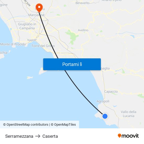 Serramezzana to Caserta map