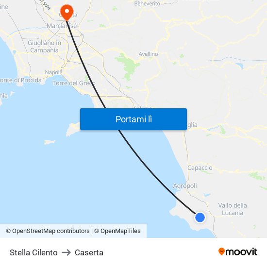 Stella Cilento to Caserta map