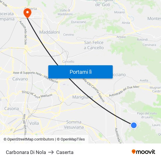 Carbonara Di Nola to Caserta map