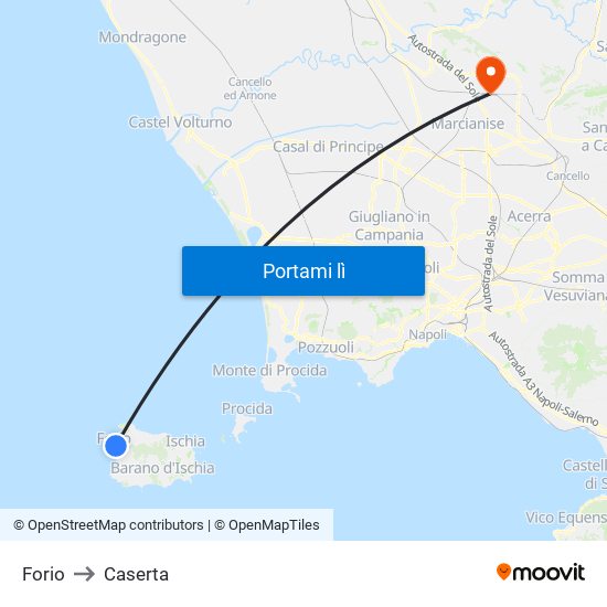 Forio to Caserta map