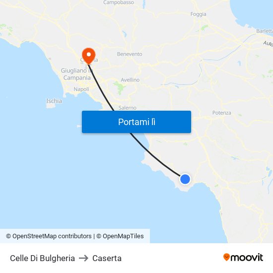 Celle Di Bulgheria to Caserta map