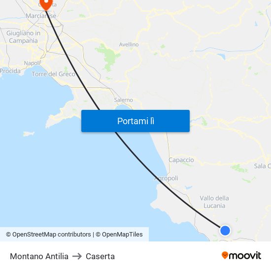 Montano Antilia to Caserta map