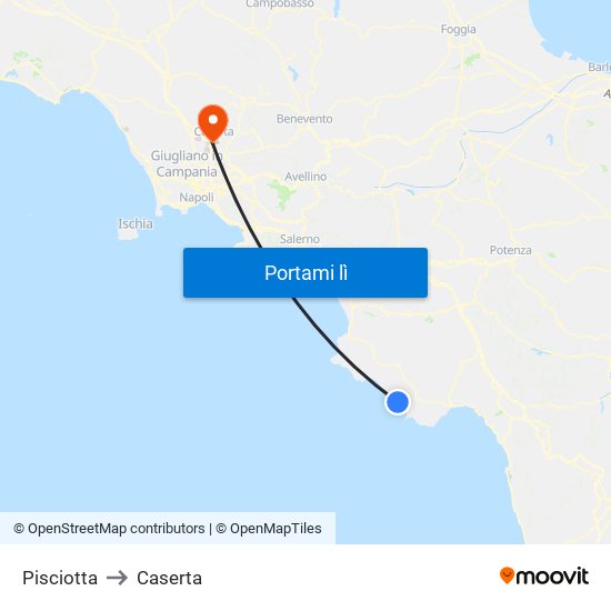 Pisciotta to Caserta map