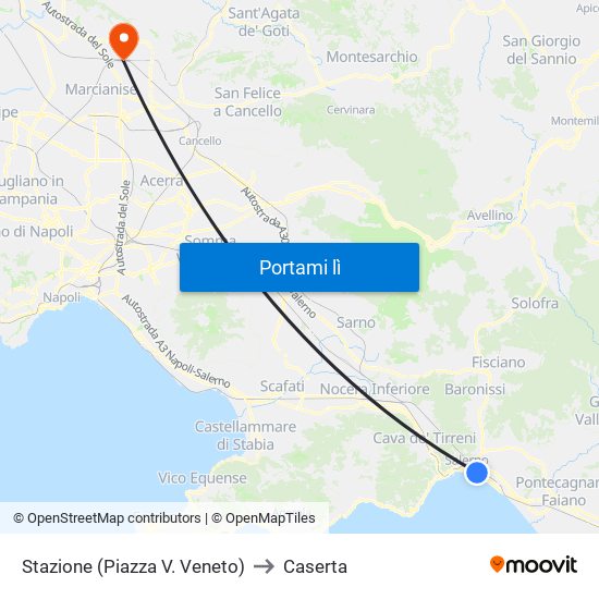 Stazione (Piazza V. Veneto) to Caserta map