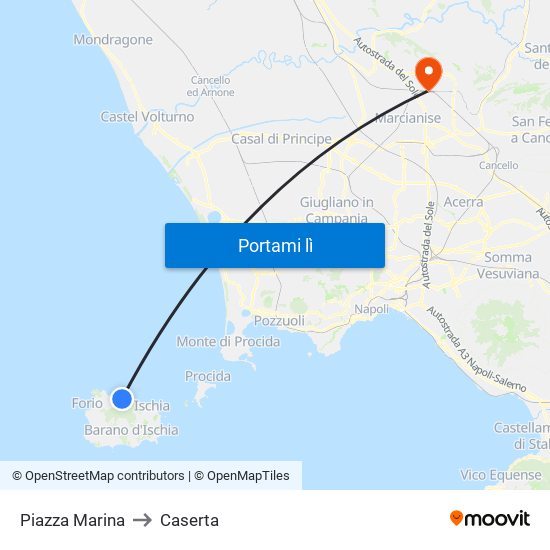 Piazza Marina to Caserta map