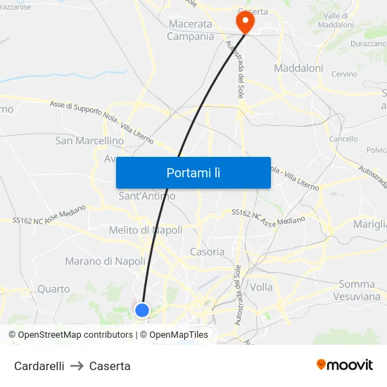 Cardarelli to Caserta map