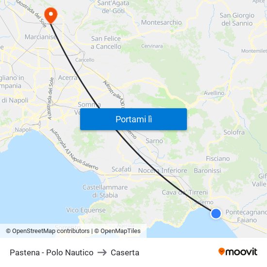 Pastena  - Polo Nautico to Caserta map