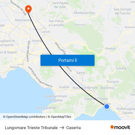 Lungomare Trieste Tribunale to Caserta map