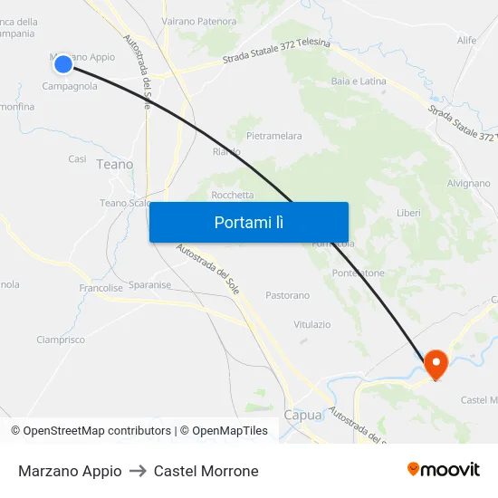 Marzano Appio to Castel Morrone map