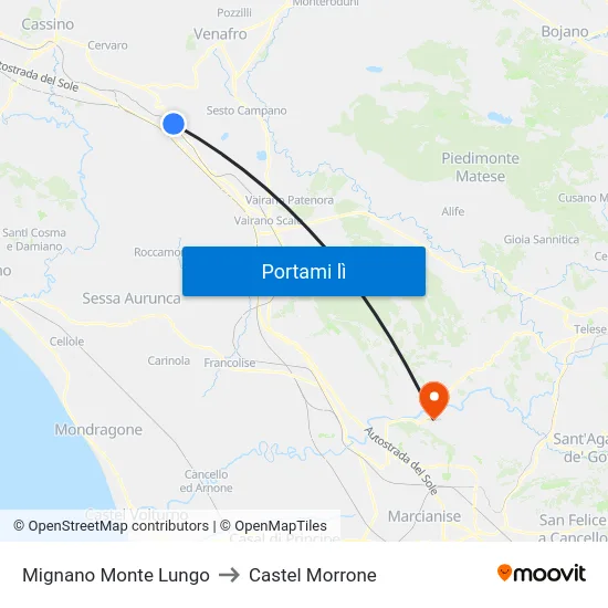 Mignano Monte Lungo to Castel Morrone map