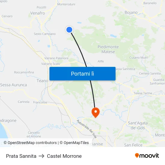Prata Sannita to Castel Morrone map