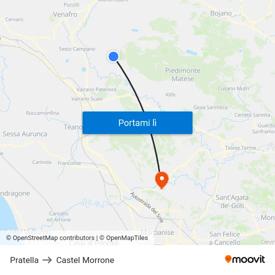 Pratella to Castel Morrone map