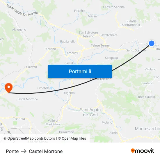 Ponte to Castel Morrone map