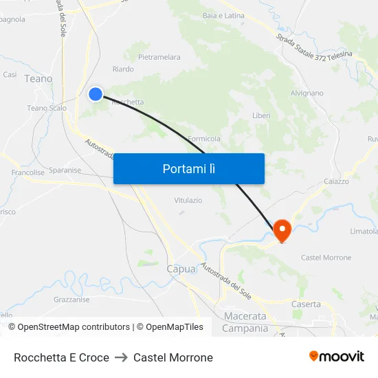 Rocchetta E Croce to Castel Morrone map