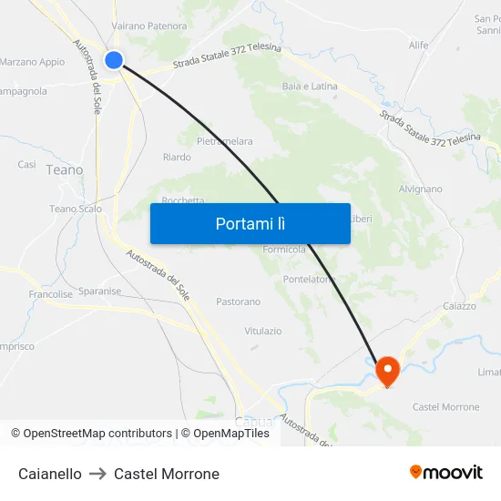 Caianello to Castel Morrone map