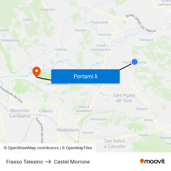 Frasso Telesino to Castel Morrone map