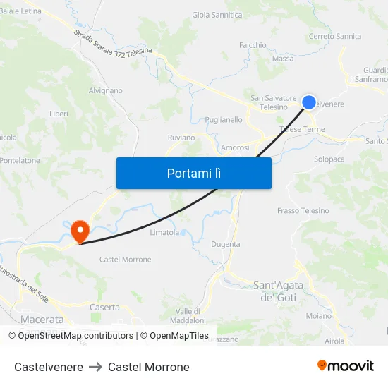 Castelvenere to Castel Morrone map