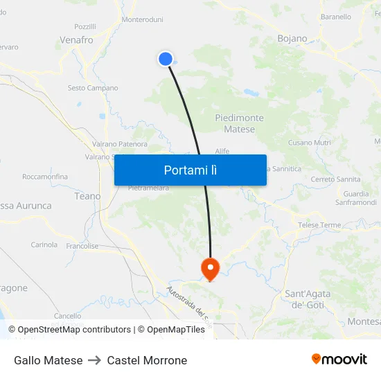 Gallo Matese to Castel Morrone map