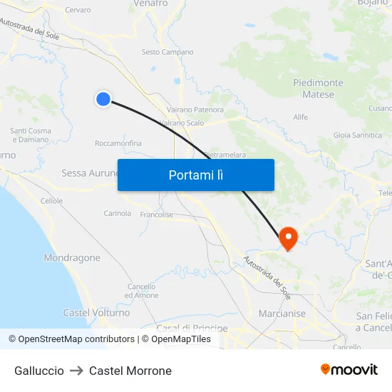 Galluccio to Castel Morrone map